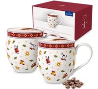 Villeroy & Boch - Toy's Delight Mug Toys 2-Piece Red and White, Dishwasher Safe, Microwave Safe, Christmas Mugs Set of 2, Coffee Mugs, Tea Cup, Chistmas Decorations Indoor Table, Premium Porcelain