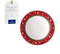 Festive Soup Plate - Villeroy & Boch 23cm Red Porcelain with Christmas Motifs