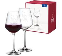 Red Wine Glasses Villeroy & Boch Crystal Festive Engraved Toys Delight Set of 2