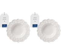 Villeroy & Boch - Toy's Delight Royal Classic Plate, deep Dining Plate with Relief Pattern, Premium Porcelain, Dishwasher-Proof, 24 cm, White (Pack of 2)