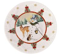 Villeroy & Boch - Toy's Fantasy Small Porcelain Christmas Bowl, Serving Bowl with Snowman and Animals, Deep Christmas Plate, White/Red