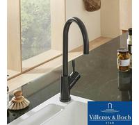 Villeroy & Boch Umbrella Anthracite Black Stainless Steel Kitchen Sink Mixer Tap