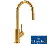 Villeroy & Boch Umbrella Flex Brushed Gold Stainless Steel Pullout Kitchen Tap