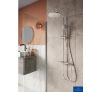 Villeroy & Boch Universal Exposed Thermostatic Shower Valve Set With Riser Kit, Showerhead And Handset In Chrome