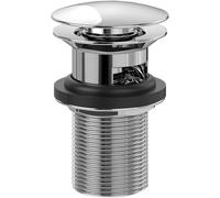 Villeroy & Boch Universal Taps & Fittings Push-Open Drain Set for Washbasin, Brass Drain Valve, Round Pop-Up Valve, Bathroom Accessories, Chrome