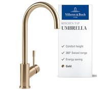 Villeroy & Boch VB-9253 00 03, Kitchen Sink tap Umbrella, Golden | Energy-saving cold start function, 360° swivel range, water-saving, high pressure, 92530003