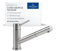 Villeroy & Boch Como Shower Window - Single lever kitchen mixer M-Size with Swivel Spout and pull-out spray brushed stainless steel