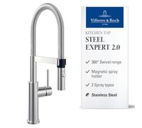 Villeroy & Boch Steel Expert 2.0 - Single lever kitchen mixer XL-Size with Swivel Spout brushed stainless steel