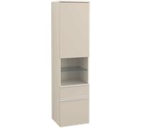 Villeroy & Boch Venticello - Tall cabinet with 1 door & 1 open compartment & 2 drawers & hinges left 404x1546x372mm soft grey/soft grey