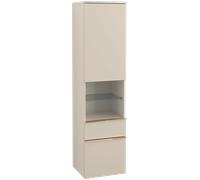 Villeroy & Boch Venticello - Tall Cabinet with 1 door & 1 open compartment & 2 drawers & hinges left 404x1546x372mm soft grey/soft grey