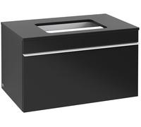 Villeroy & Boch Venticello - Vanity Unit with Console with 1 drawer & 1 basin cut-out center 757x436x502mm black matt/black matt