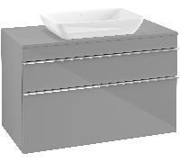 Villeroy & Boch Venticello - Vanity Unit with Console with 1 drawer & 1 basin cut-out center 957x606x502mm glossy grey/glossy grey