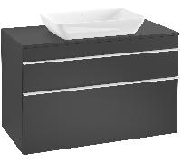 Villeroy & Boch Venticello - Vanity Unit with Console with 1 drawer & 1 basin cut-out center 957x606x502mm black matt/black matt