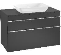 Villeroy & Boch Venticello - Vanity Unit with Console with 1 drawer & 1 basin cut-out center 957x606x502mm black matt/black matt