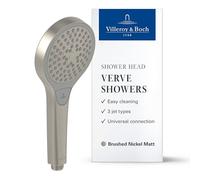 Villeroy & Boch Verve Showers Hand Shower - Nickel Matt, Brushed | 3 jet types at the touch of a button, EasyClean, water-saving, anti-backflow, universal connection, TVS10900100064
