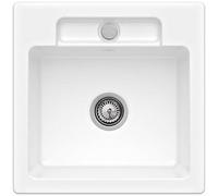 Villeroy-Boch Villeroy & Boch Siluet 50 S 1.0 - 1-Bowl Titanceram Ceramic Kitchen Sink, 510 X 510 X 220 mm, Undrilled, White (No Waste)