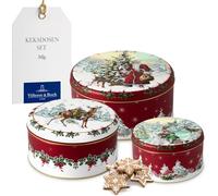 Villeroy & Boch - Winter Collage Accessories Pastry Box Set 3 Pieces, Cookie Jars, Food Storage for Sweets, Metal