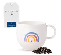 Villeroy & Boch - with Love Mug Be Happy 12.5 x 9.5 x 8.5 cm, Premium Porcelain, Gift, Coffee Cup, Mug, Cup for Coffee and Tea, 290 ml Dishwasher- and Microwave-Safe