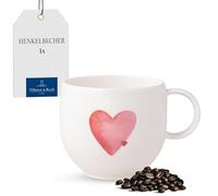 Villeroy & Boch - with Love Mug Sending Love 12.5 x 9.5 x 8.5 cm, Premium Porcelain, Gift, Coffee Cup, Mug, Cup for Coffee and Tea, 290 ml, Dishwasher- and Microwave-Safe