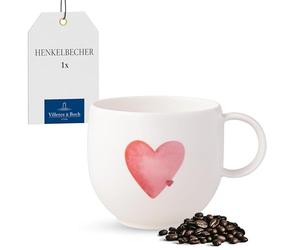 Villeroy & Boch - with Love Mug Sending Love 12.5 x 9.5 x 8.5 cm, Premium Porcelain, Gift, Coffee Cup, Mug, Cup for Coffee and Tea, 290 ml, Dishwasher- and Microwave-Safe