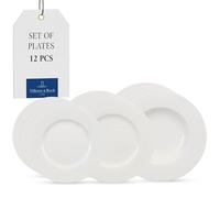 Villeroy & Boch Wonderful World Dinner Set 12 Pieces White Dishwasher Safe Microwave Safe Plates Crockery Porcelain Dinner Plate Set Modern Premium Porcelain