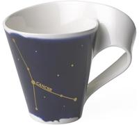Villeroy & Boch - NewWave Stars Mug with Handle, Beautifully Shaped Cup with Cancer Design, Premium Porcelain, Dishwasher Safe, White/Blue, 300 ml