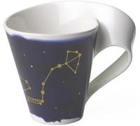 Villeroy & Boch 10-1616-5820 New Wave Stars Mug with Handle, Beautifully Shaped Cup with Scorpio Design, Premium Porcelain, Dishwasher Safe, White/Blue, 300 ml,Gold