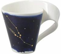 Villeroy & Boch - NewWave Stars Mug with Handle, Beautifully Shaped Cup with Taurus Design, Premium Porcelain, Dishwasher Safe, White/Blue, 300 ml
