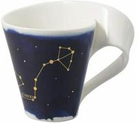 Villeroy & Boch 10-1616-5820 New Wave Stars Mug with Handle, Beautifully Shaped Cup with Scorpio Design, Premium Porcelain, Dishwasher Safe, White/Blue, 300 ml,Gold