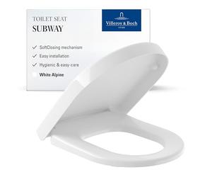 Villeroy und Boch WC seat Subway, White Soft-Closing Hinges Stainless Steel