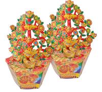 VILLFUL 1 Pair Large Paper Money Tree Ancestor Money Tree Burning Prop for Chinese Funeral Worship and Ancestral Offering