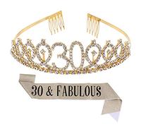 VILLFUL 1 Set Birthday Crown Sash Set Hair Comb Etiquette Belt for Birthday Celebration Comfortable Eye Catching Design for Party Decoration