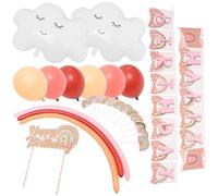 VILLFUL 1 Set Bohemian Style Birthday Party Decoration of Latex Balloons Banners Cupcake Toppers for Birthday Celebrations Unique Decor for Memorable Events