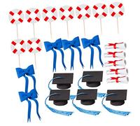 VILLFUL 1 Set Graduation Party Cake Decor Doctoral Cap Cupcake Toppers with Eva Tassels Bowtie Safe Lightweight Decorations for Memorable Graduation Celebrations