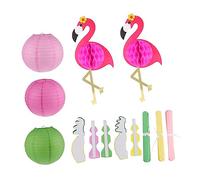 VILLFUL 1 Set Hawaiian Flamingo Party Supplies Set Honeycomb Ball Decorations for Bright Ornaments for Ceiling Wall for Luau and Beach Parties