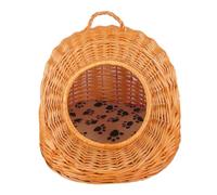VILLFUL 1 Set Rattan Cat House Summer Pet Nest with Cushion Lightweight and Durable Design for Indoor Outdoor Use Semi Enclosed for Cats and Small Pets Random Color