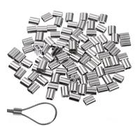 VILLFUL 100 Pcs 8-shaped Aluminum Cable Crimps Double Hole Wire Sleeves Silver Cable Clips for Wire Management