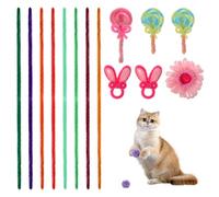 VILLFUL 100Pcs Colorful Cat Wool Spring DIY Chenille Stems Plush Stick for Cats Interactive Pet Plaything for Active Hunting and Swatting