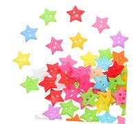VILLFUL 100pcs Colorful Star Sewing Buttons for Crafting and DIY Projects Two Embellishments for Scrapbooking Painting Clothing Decoration Easy to Stitch with Vivid Color Palette
