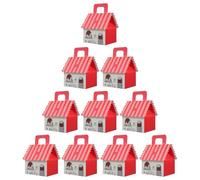 VILLFUL 10Pcs Christmas Candy Boxes Mini House Cookie Boxes Bulk Holiday Treats Packaging with Handles 3D Gingerbread Pastry for Party Favor