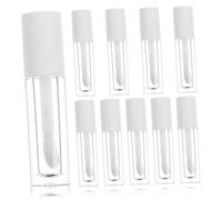 VILLFUL 10pcs Clear Lip Gloss Tubes White Round Mini Lip Oil Containers Abs Cosmetic Sample Bottles for Travel and DIY