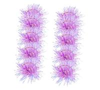 VILLFUL 10pcs Colorful Shiny Pom Hair Ties with Plastic Tinsel Strips Elastic Scrunchies for Women and Playful Fluffy Hair Accessories with Sparkling Design for Parties and Daily Wear