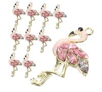 VILLFUL 10Pcs Flamingo Pendant Charms for DIY Jewelry Making Unique Hanging Ornaments for Necklaces Bracelets Earrings Creative Accessories for Craft Projects