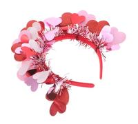 VILLFUL 10Pcs Glitter Heart Headbands Valentines Day Hair Accessories Comfortable Fit Pink Red for Wedding Holiday Party Single Celebration