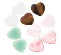 VILLFUL 10Pcs Heart Crystal Ornaments Natural Gemstone Decor for Aesthetic Home Office and Room Atmosphere Includes Quartz Watermelon Red Green Agate White Crystal for Holidays and