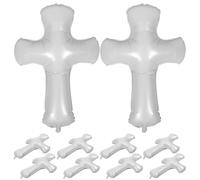 VILLFUL 10PCS Jumbo White Cross Balloons for Baptism and First Communion Leak-resistant Christening Decorations Lightweight and God Bless Party Balloons for Religious Celebrations