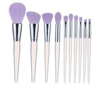 VILLFUL 10pcs Makeup Brush Acrylic Handle Face Beauty Tools with Soft Dense Bristles for Concealer Eyeshadow Foundation Blusher Powder Transparent Purple