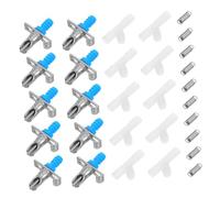 VILLFUL 10pcs Metal Rabbit Water Drinkers with Double Spring Design, Universal Small Animal Drinking Spouts for Bunny Cages, Includes White Tri-valve Connector for Pet Water Dispensers