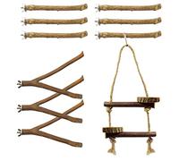 VILLFUL 10pcs Parrot Stand Rack Set Durable Bird Training Natural Material for for Indoor Bird Cages Random Color Design to Engage Your Feathered Friend Random Color