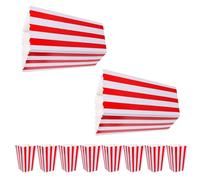 VILLFUL 10pcs Red Striped Popcorn Boxes Bulk Popcorn Holders for Movie Night Party Supplies Disposable Cardboard for Theater Events